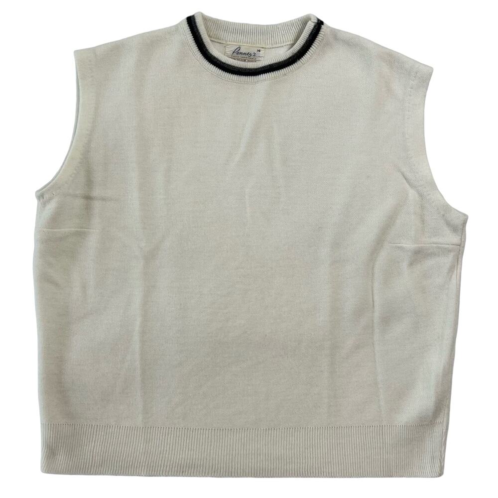 Academia Cottagecore Women's Sweater Vest Crew Neck Cream Soft Goth Granola Girl - Picture 2 of 7